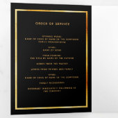 ブラックフローラ金ゴールド写真三回葬儀プログラム 三つ折り案内状 (内部最初)