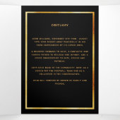 ブラックフローラ金ゴールド写真三回葬儀プログラム 三つ折り案内状 (内部中)