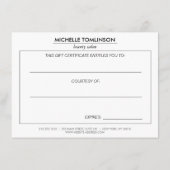 ブラックフローラ金ゴールド文字ギフト券 (裏面)