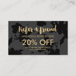 ブラックフローラ金ゴールド文字サロン紹介カード 紹介カード