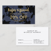 ブラックフローラ金ゴールド文字ブルーサロン紹介カード 紹介カード (正面/裏面)