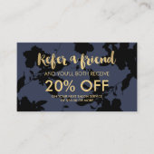 ブラックフローラ金ゴールド文字ブルーサロン紹介カード 紹介カード (正面)