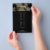 ブラックフローラ金ゴールド文字メイクアップアーティストグレー チラシ (ハンドル)