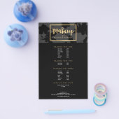 ブラックフローラ金ゴールド文字メイクアップアーティスト チラシ (シングル)