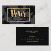 ブラックフローラ金ゴールド文字美容師 名刺 (正面/裏面)