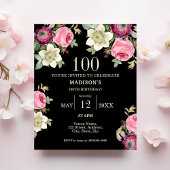 ブラックフローラ100th予算誕生日招待状
