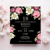 ブラックフローラ18th予算誕生日招待状