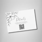 ブラックフローラQRコード詳細結婚のエンクロージャカード