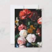 ブラックフローラRSVP結婚式招待状カードミール 出欠カード (裏面)