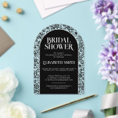ブラックフローリッシュダークゴシックの魔性ブライダルシャワー アクリル招待状 (インサイチュ (ウェディング))