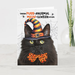 ブラックフワフワのハロウィーンキャットパーノーマルMEOWolween シーズンカード
