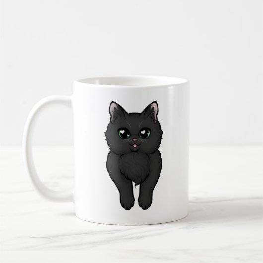 ブラックフワフワ子猫ブティ コーヒーマグカップ (左)