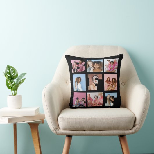 ブラックフ最高のレンドBFFフォトコラージュハートスクリプト クッション (椅子)