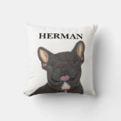 ブラックブパーソナライズされたリンドルフレンチーフランスのブルドッグ クッション (正面)