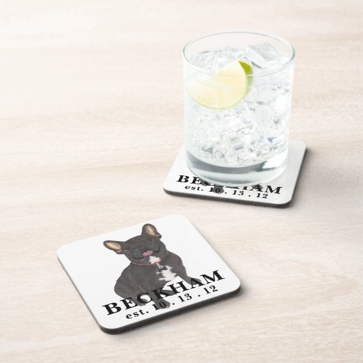 ブラックブパーソナライズされたリンドルフレンチーフランスのブルドッグ コースター (右側)