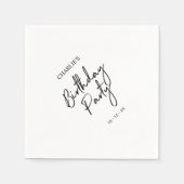 ブラックブモダンラシ大人誕生日パーティー スタンダードカクテルナプキン (正面)