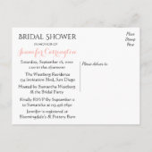 ブラックブライダルシャワーシャルボードピンクハート インビテーションポストカード (裏面)