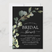 ブラックブライダルシャワーQRコードフォトユーカリ 招待状 (正面)