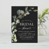 ブラックブライダルシャワーQRコードフォトユーカリ 招待状 (スタンド正面)