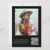 ブラックブライダルシャワーQRコードフォトユーカリ 招待状 (裏面)