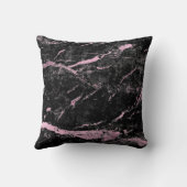 ブラックブライトピンクローズ金ゴールド抽象芸術マーブルグラム クッション (裏面)