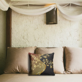 ブラックブラウンとオリーブグリーンの上のゴールデンツリー クッション