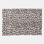 ブラックブラウンとホワイトヒョウのプリント キッチンタオル (横)