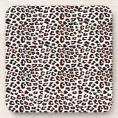 ブラックブラウンとホワイトヒョウのプリント コースター (正面)