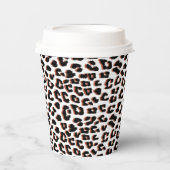 ブラックブラウンとホワイトヒョウのプリント 紙コップ (正面)