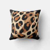 ブラックブラウンクリームヒョウアニマルプリント クッション (裏面)