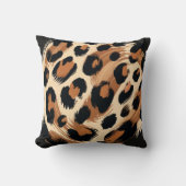 ブラックブラウンクリームヒョウアニマルプリント クッション (正面)