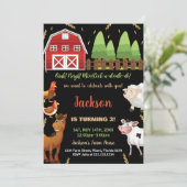 ブラックブラウングリーンファーム誕生日招待状 招待状 (スタンド正面)