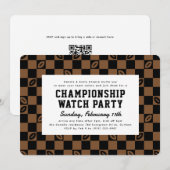 ブラックブラウンサッカー選手権ゲームの腕時計パーティー 招待状 (正面/裏面)