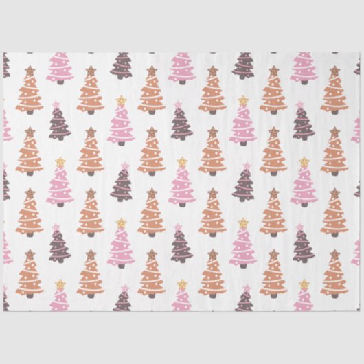 ブラックブラウンピンクのクリスマスツリーホワイトクリスマス 薄葉紙 (正面)