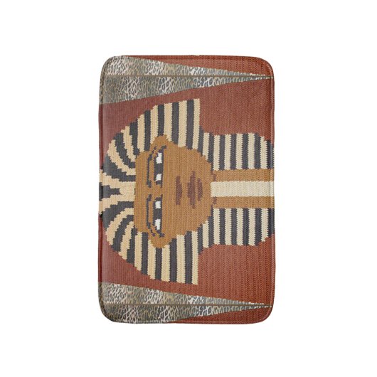 ブラックブラウンファローキングタットアーティザンクロシェプリント バスマット (正面縦)