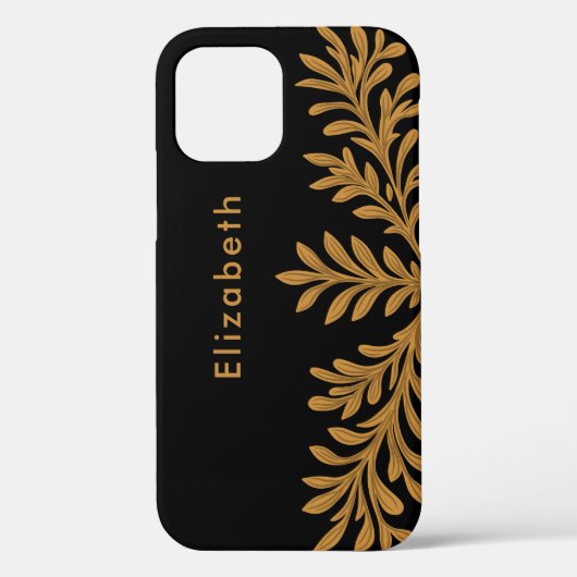 ブラックブラウンフローラ離れ名前をカスタムする Case-Mate iPhoneケース (裏面)