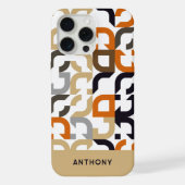 ブラックブラウンベージュオレンジミッドセンチュリーアートパターン iPhoneケース (裏面)