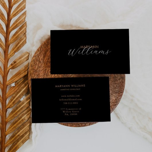 ブラックブラウンレトロマーケティングコンサルタント 名刺