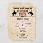 ブラックブラウンヴィンテージカウボーイ誕生日招待状 招待状 (正面/裏面)