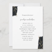 ブラックブラシのフェイクゴールドボタニカル卒業 招待状 (裏面)