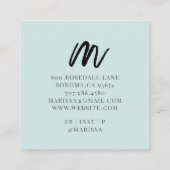 ブラックブラシスクリプトイニシャル名ブルー通話カード スクエア名刺 (裏面)