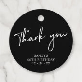 ブラックブラシスクリプト誕生日パーティーありがとうございますよろしくお願い フェイバータグ (正面)