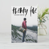 ブラックブラシタイポグラフィ卒業招待状 招待状 (スタンド正面)