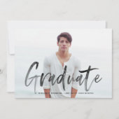 ブラックブラシレタリング写真卒業 招待状 (正面)