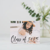 ブラックブラシレタリング2025年卒業クラス ポストカード (スタンド正面)