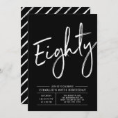ブラックブラシレタリング80歳の誕生日パーティー 招待状 (正面/裏面)