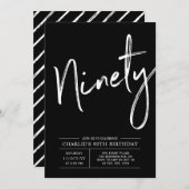 ブラックブラシレタリング990thバースデーパーティー 招待状 (正面/裏面)