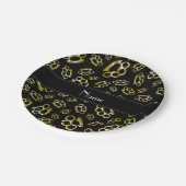 ブラックブラスパーソナライズされたナックルの名前 ペーパープレート (アングル)