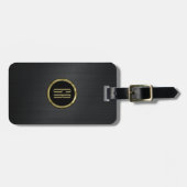 ブラックブラッシュアルミニウムテクスチャゴールドタイポグラフィ ラゲッジタグ (正面横)