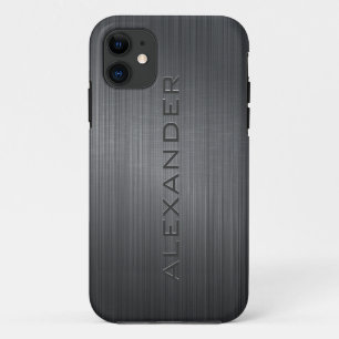 ブラックブラッシュアルミニウムメタルルックモノグラム iPhone 11 ケース